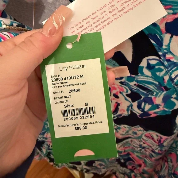 NWT Lilly Pulitzer Skipper Popover UPF 50 in Bright Navy - Picture 3 of 5